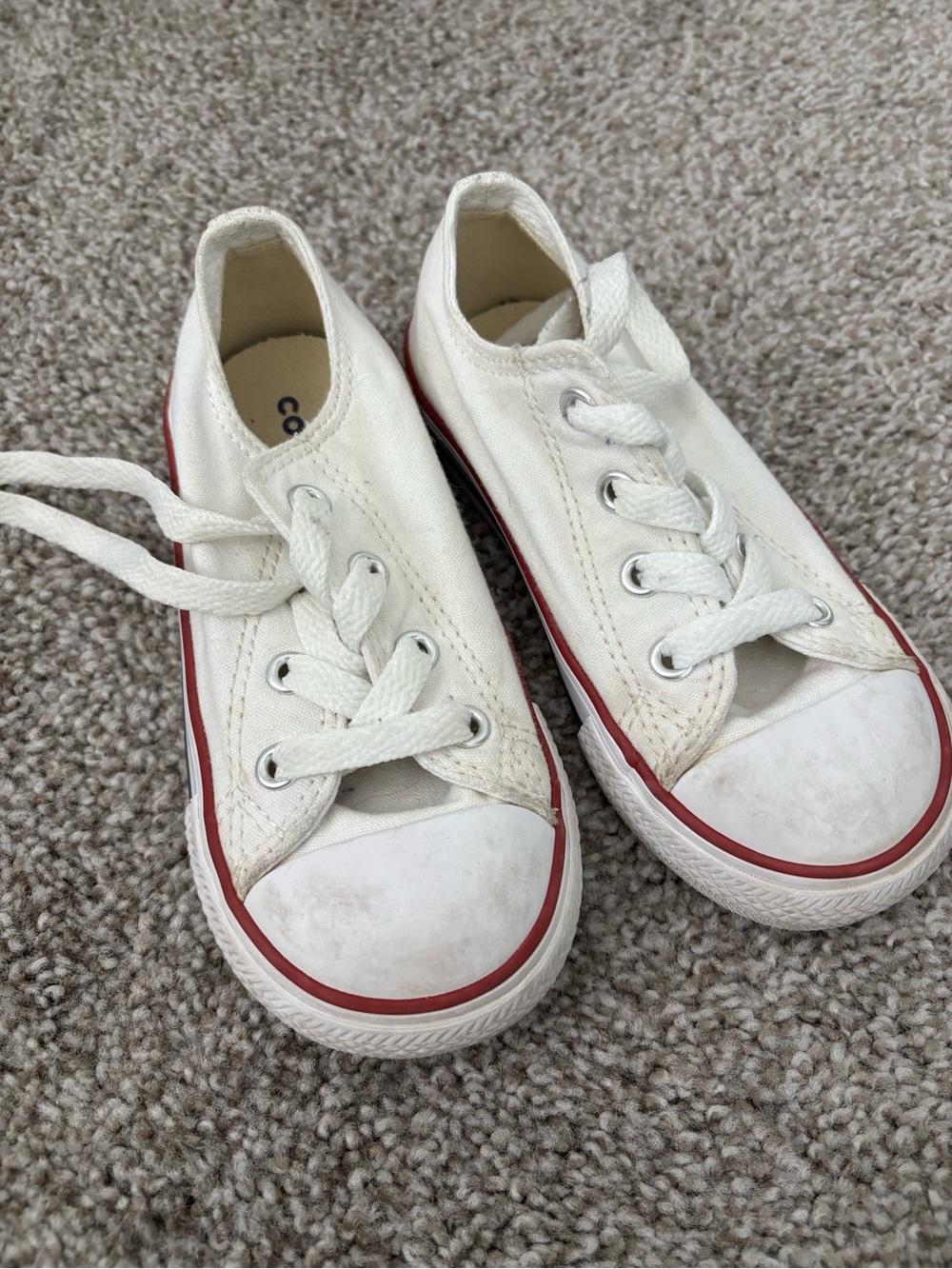 Converse Kids White Canvas Sneakers with Red Accent